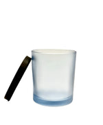 Envase Azul Matizado Para Vela Con Tapa